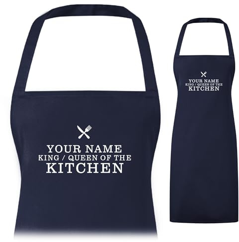 A1 Graphics Ltd Personalised King/Queen of the Kitchen Apron Baking Custom Name Home Cooking BBQ Chef
