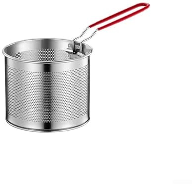 Cestello per pasta e verdure per bollire e cuocere a vapore con manico rimovibile, adatto per pentole di medie dimensioni, realizzato in rete di acciaio inossidabile (02)