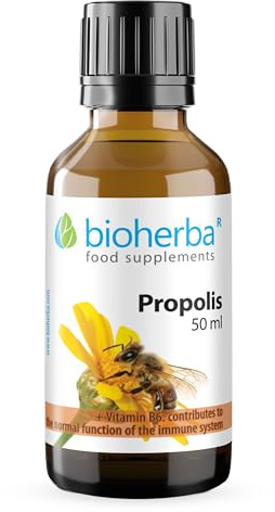 Propolis Sin Alcohol – Gotas 50 ml | Complemento Líquido con Vitamina B6 para el Sistema Inmunológico | Fórmula Natural de Bioherba