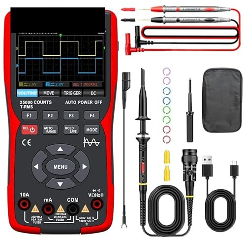 Multimetro digitale 3 in 1, larghezza di banda 50 MHz, velocità 280 MS, archiviazione dati for PC, generatore segnale for oscilloscopio doppio, tester(ZT-703S standard)
