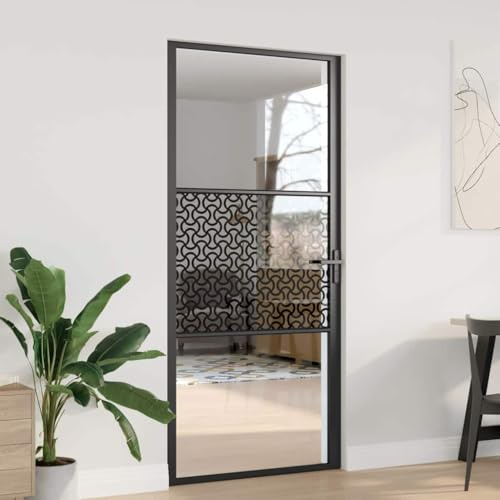 Porte intérieure noire 93 x 201,5 cm, porte rabattable pour salle de bain, bureau, salon, cuisine