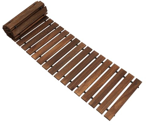 Chemin de jardin en bois comme allée extérieure avec joint en silicone flexible, dalles de trottoir en bois carbonisé, marchepieds pour jardin et terrasse - Aspect naturel pour pelouse, gravier et