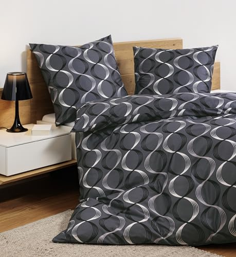 Janine J. D. 87112 Mako-Satin Bettwäsche, 135x200,80x80, anthrazit
