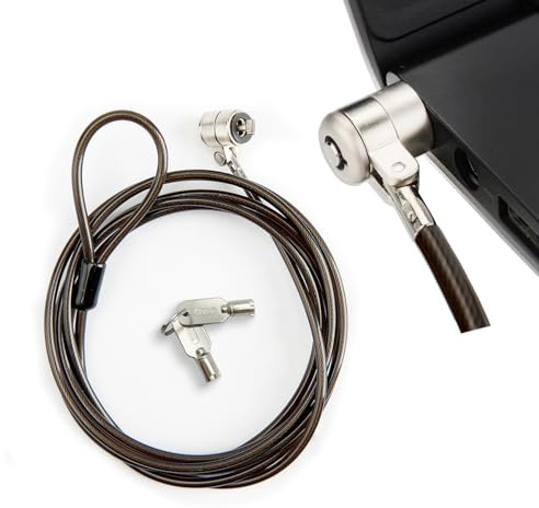 Soserkouer CâBle Antivol pour Ordinateur Portable, 2m Acier Renforcé Tête de Verrou en Alliage 2 Clés Incluses Compatible Fente Kensington, pour PC Portable Tablette