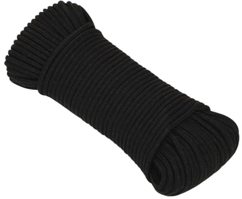Cuerda de trabajo negra de 3 mm y 50 m, poliéster trenzado, resistente, con alta resistencia al desgarro, versátil para jardín, taller, decoración y saltar cuerda para niños