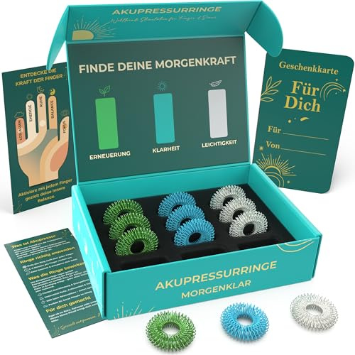 M.S.Lemberg Anti-Stress Akupressur Ring Set - Finger Massageringe für Fokus | Sanfter Druck, spürbare Ruhe - Massage, Stressabbau, Achtsamkeit & Entspannung - Stressringe, Skill, Finger-Fidget & Geschenk