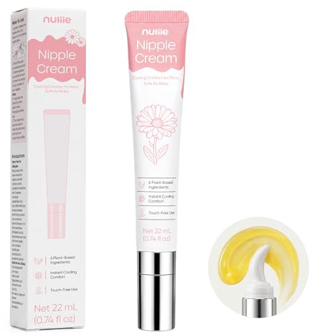 Nuliie Crema para Pezones sin Lanolina para Lactancia, Aplicador Cerámico Refrescante, Bálsamo sin Enjuague, Fórmula Botánica Hidratante, 22 ml Cada Uno
