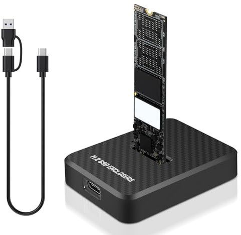 M.2 NVMe & SATA USB Adapter, 2-in-1 10Gbps USB 3.2 SSD Adapter Portable Enclosure Supports Tool Free SATA Hard Drive Reader M Key, B+M Key Compatible with 2230/2242/2260/2280/22110 SSDs