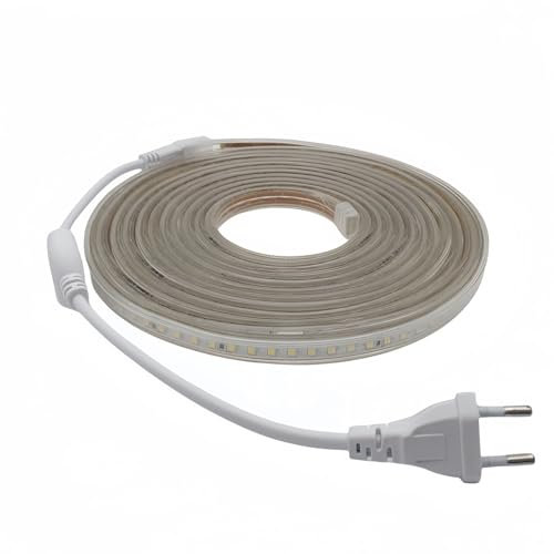 ONSSI Tiras LED SMD5050 60 Led/m 220v Ip65 Impermeable Con Enchufe LED (Cálida, 10M)