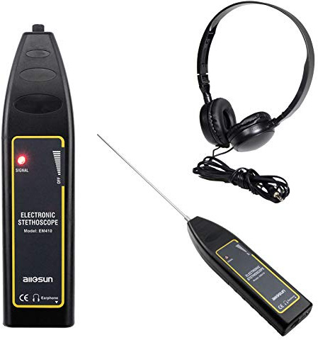 allsun Pro Ultrasonic Leak Detector & Industrial Stethoscope,High Sensitivity Machine Diagnostic Tool for Engine Noise, Bearing, Valve, Pump, Pipe Flow,Mechanic Tool Kit(Includes Long/Short Probe & Carry Bag)