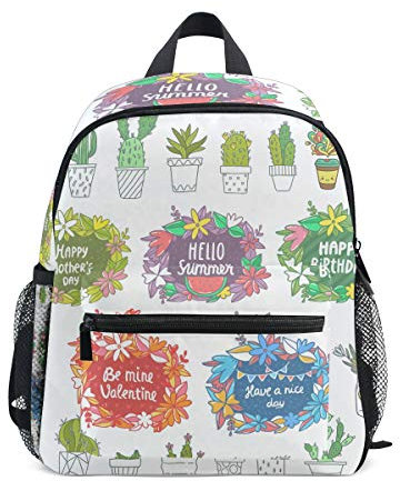 LIANCHENYI Farbiger Kaktus Unisex Outdoor Daypacks Taschen 2., 3., 4. Klasse Schulrucksack für Kinder Jungen Mädchen