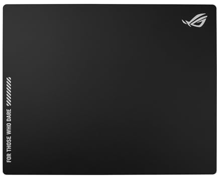ASUS ROG Moonstone Ace L Black - Tapis de Souris Gaming - en Verre trempé Durable, Surface Ultra Lisse optimisée pour Un Glissement Rapide et régulier de la Souris, Base antidérapante en Silicone.