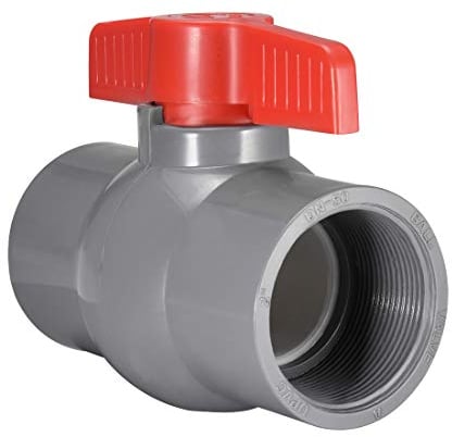 sourcing map PVC Kugelhahn Wasserversorgungsrohr Gewindeenden 2 Innendurchmesser Rot Grau