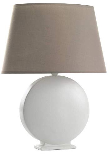 ONLI Lampada da Tavolo in Ceramica Paralume, Bianco/Tortora, Grande