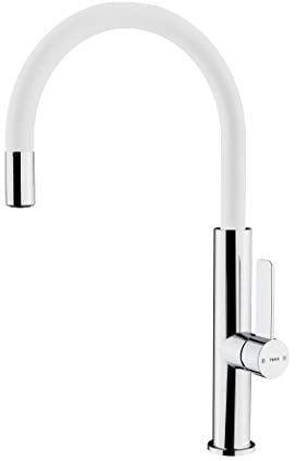 Grifo De Cocina Teka Monomando Fot 995 Color Cromo Y Blanco Ref 116030024 Caño Giratorio