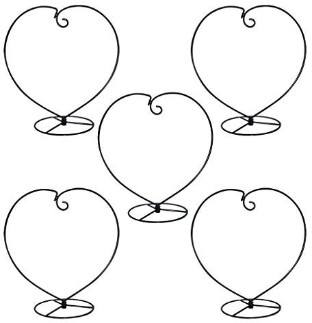 MOCOUM Ornament Display Stand, Iron Glass Ball Ornament Holder Stand for Hanging Plants, Hanging Terrarium Stand for Christmas Wedding Ornament, Home Office Decor (5pcs Black Heart Shaped)
