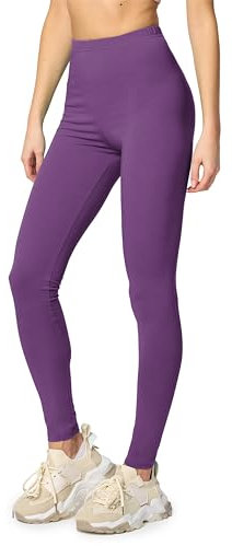 Merry Style Leggings Damen Baumwolle für das ganze Jahr Bequeme Leggings Blickdicht Damen Ideal für Yoga Sport Gym und Freizeit MS10-198 (Purpur,XS)