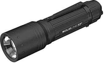 Solidline ST Linterna LED 8R, superbrillante, enfocable, recargable, 600 lúmenes, alcance de 300 metros, 60 horas de duración, batería, sistema de carga flotante, clip de bolsillo y cable USB, 1