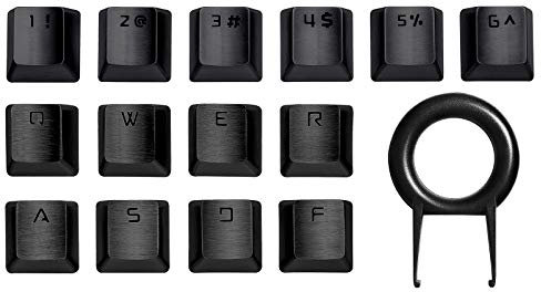 Hallsen Metal Keycaps (WASDQREF+1-6) Mechanical Gaming Keyboard Keycaps for FPS & MOBA, Stainless Steel Custom 60% Keycaps Kit with Key Puller for Mechanical Keyboard Cherry Mx Switches (Black)