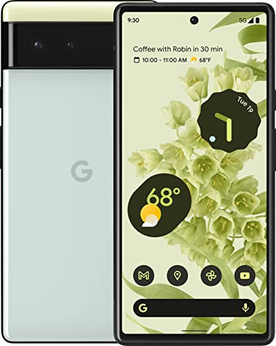 Google Pixel 6 – 5G Android Phone - Unlocked Smartphone with Wide and Ultrawide Lens - 128GB - Sorta Seafoam
