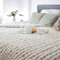 HOOJUEAN Grobstrick-Decke, Klobig,Grobstrick Wolldecke Strickdecke Tagesdecke Überwurf Decke, handgefertigt, für Bett und Sofa, Supergroß(Size:150×200cm,Color:Beige)