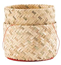 yoaxia ® - Bambuskorb - Set zum Dampfgaren von Reis/Klebreis [ Ø 13cm ] / Reiskorb