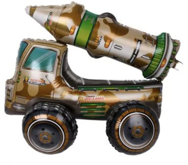 Zebra Balloons Folienballon Raketenwagen, Armee, 62 cm