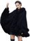 BEAUTELICATE Kunstpelz Umhang Poncho Damen Stola Braut Cape Mit Kapuze Für Winter Hochzeit Abend Party Schwarz Khaki Beige Rosa S113 (Marineblau, Einheitsgröße)