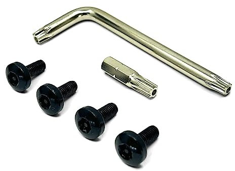 OttoSpeed License Plate Screws for Tesla & BMW Vehicles w/Antitheft Design - Rustproof Security License Plate Screw Kit for Fastening Rear Plate - Black Stainless Steel Mounting Bolts (M5-0.8 X 12mm)