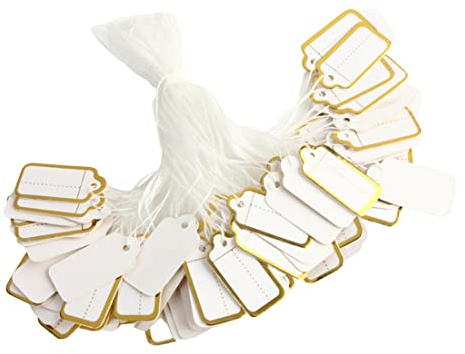 500 Stück Preisschilder mit Schnur, Kleinen Preisetiketten Hängeetiketten, Preisschilder Geschenk Anhänger mit Schnur, Phnom Penh-Strung Tags Papier Kennzeichnung Etiketten, 26 x 13 mm