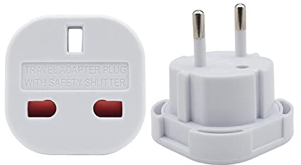 UK auf EU Reisestecker Adapter, [2Pcs] UK 3 Pin zum Deutschland/Europa 2 Pin Reisestecker Stecker Adapter, Adapterstecker für Spanien, Frankreich, Portugal, Niederlande, Griechenland, Polen, Türkei