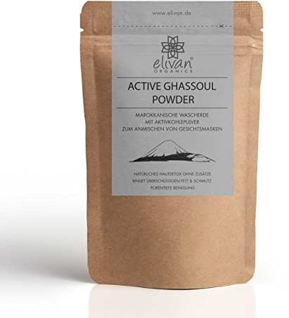 Beauty-Gesichtsmaske ACTIVE GHASSOUL - 40g Wascherde & Aktivkohlepulver für effektive Reinigung