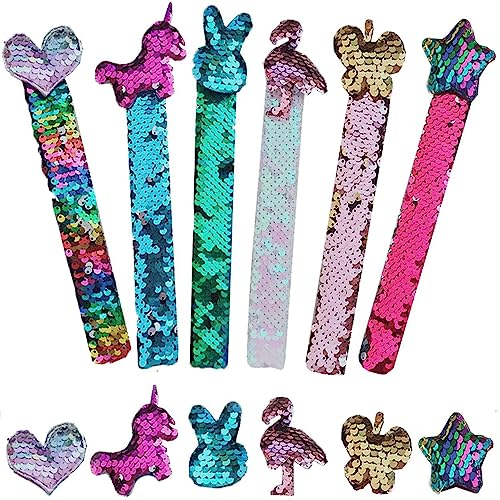 6 Stk Schnapparmband Kinder Slap Armband Pailletten Meerjungfrau Klapparmband Reversible Pailletten Snap Armband Mitgebsel Kindergeburtstag Gastgeschenke Mädchen Junge