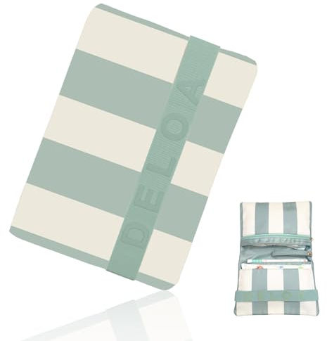 DELOA ® Windeltasche für unterwegs mit viel Platz - Kleine Wickeltasche, Baby Windelorganizer (Mint gestreift)