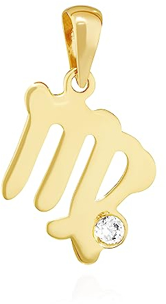 NKlaus Kettenanhänger Sternzeichen Jungfrau 333 Gelb Gold 8 Kt Zirkonia Weiß Talisman 14508