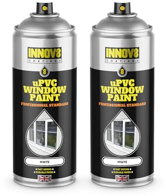 INNOV8 COATINGS UPVC WINDOW SPRAY PAINT - DIY - NO PRIMER OR TOP COAT – 400 ml - Professional Standard - Fast Drying - WHITE - Windows, Doors, Conservatories, Exterior & Interior - Satin Finish