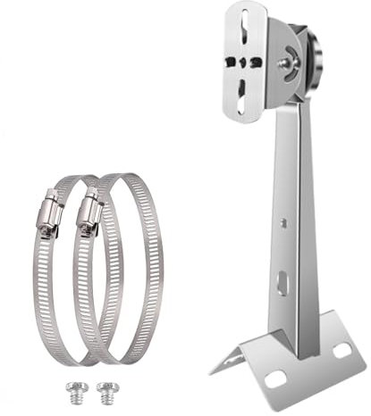 CTXSumTec CCTV Security Camera Corner Pole Mounting Bracket with 2 Loops for Surveillance Camera, Dahua Bullet and PTZ Cameras(Stainless Steel, 25.8cm/10.16) (1 Duckbill Mount(Steel))