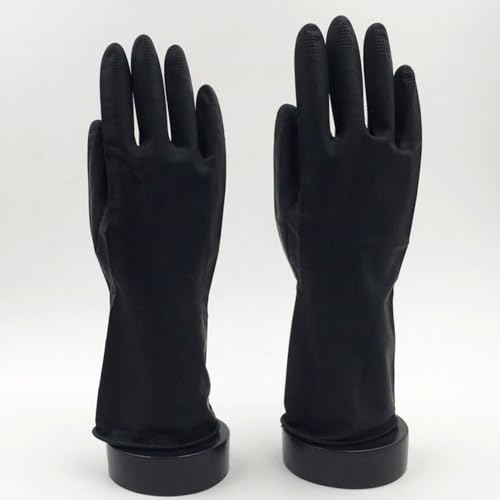 Songerduo 1 Pair Reusable Cleaning Gloves, Black Latex Gloves, Black Washing Up Gloves, Hairdressing Gloves, Rubber Gloves Anti-slip Beauty Salons Hair Care Styling Tool,Black Silicone Gloves(Large)