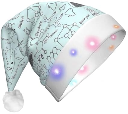 vacsAX Festliche LED-Weihnachtsmütze mit mehreren blinkenden Modi, perfekt für Feiertagsfeiern und Feiern! Chemie-Druck
