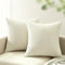mosayt Sofa Kissenbezug 50x50 Beige Weiß 2er Set Kordsamt gestreiftes Muster Kissenbezüge Kissenhülle Dekokissen Sofakissen Couchkissen Zierkissenbezug Deko Bett Wohnzimmer