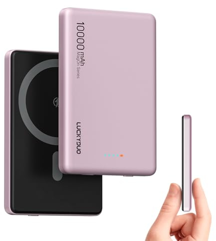 LUCKYDUO Mag-Safe Power Bank 10000 mAh, externer Akku, magnetisch, kabellos, ultradünn, 0,47 Zoll, für Magsafe, PD 20 W USB-C Schnellladung für iPhone Serie 15/14/13/12