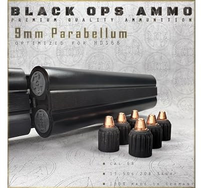 9mm Parabellum for HDS68 Munition Cal.68 by Black OPS Ammo for Target Shooting & Tactical Home Defence HDS 68