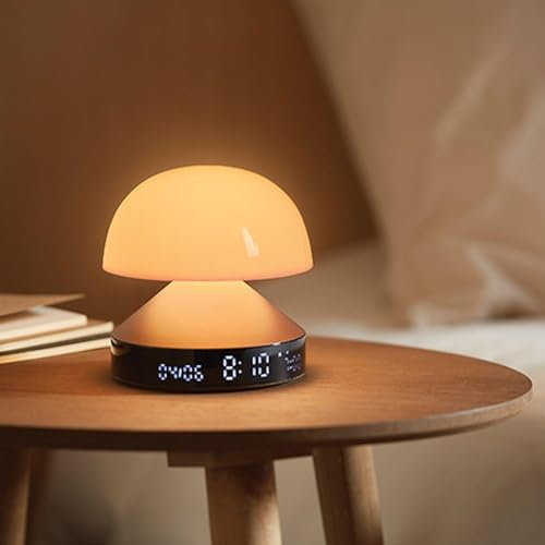 Lexon MINA Sunrise Despertar mañana brillante, simulador de amanecer y atardecer, 5 sonidos naturales, lámpara de noche LED luz nocturna y luminoterapia - color aluminio