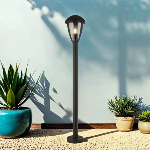 Licht-Erlebnisse Stehlampe außen IP44 E27 97 cm hoch Anthrazit Aluminium Modern Stehleuchte Garten Haus WALTER