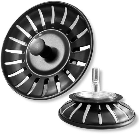 2 Pieza Tapón de Fregadero Filtro de Cocina,Tapón de desagüe de colador Grueso,Filtro Fregadero,Colador de Fregaderos de Acero Inoxidable,para Cocina,residuos de Filtro y Evitar el Bloqueo(Negro 78mm)