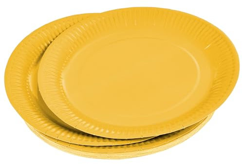 Homéa Reception, Set of 20 Paper Plates Diameter 23 cm Vitamin Mustard Yellow