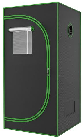 Growzelt, Cannabis Growzelt with Observation Window and Bottom Tray for Indoor Plants Grow Room (60 x 60 x 120 cm) Schwarz