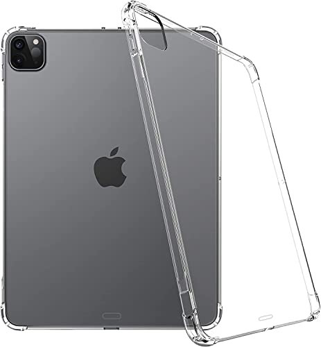 Clear back Silicone Bumper Gel Case for Apple iPad Pro-11 4rd Generation 2022 & Pro 11 3rd Gen 2021, Pro 11-inch 2nd Gen 2020 11”, Shell Soft Transparent Slim fit TPU Cover, Anti-Scratch Protection