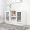 Iiaky Armoire à vitrine Blanc Brillant 120x30,5x70 cm Aggloméré Vitrine Salon,Armoire À Vitrine Bibliothèque,Meuble De Rangement