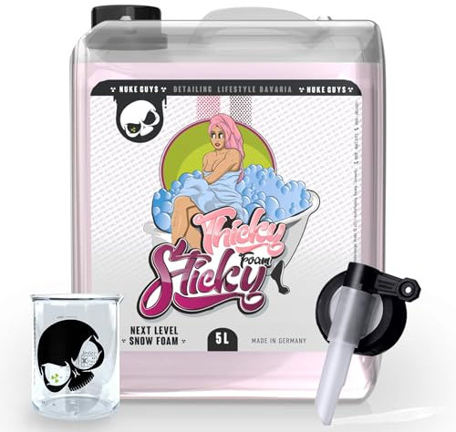 Nuke Guys Thicky Sticky - Snow Foam - pH-neutral, 5L Konzentrat - mit Ausgießhahn & Messbecher - für Pump Sprüher, Schaumlanze, für Folien und matte Lacke geeignet, für dicken Schaum bei der Vorwäsche